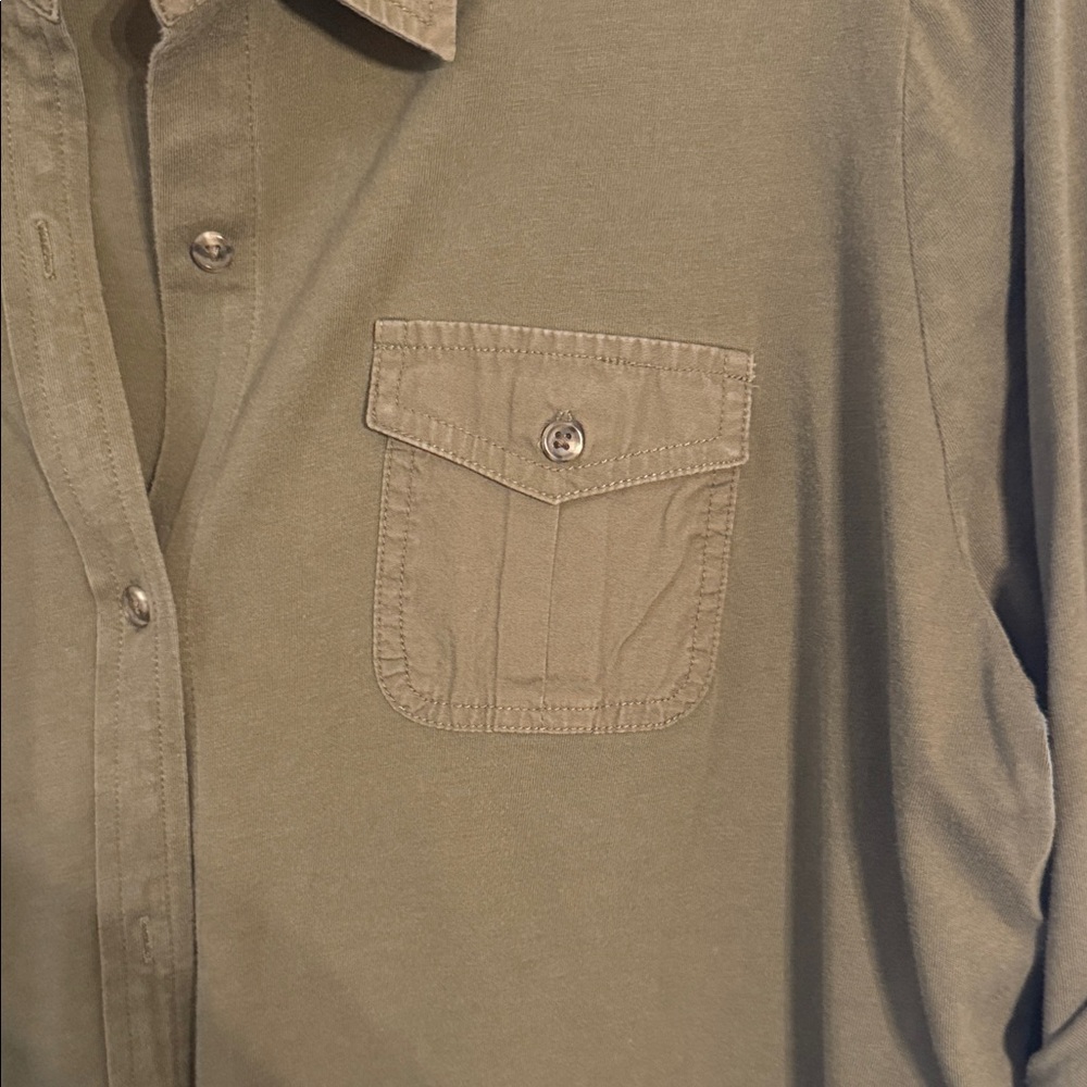 Chaps Khaki Button-Up Shirt Size 2X - Picture 3 of 4